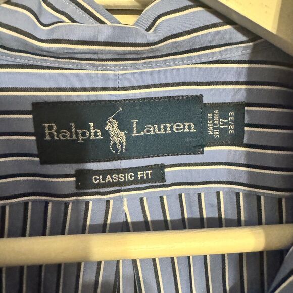 VTG RALPH LAUREN MENS CLASSIC FIT BUTTON DOWN WORK DRESS SHIRT SZ 17 32/33 - Picture 3 of 4